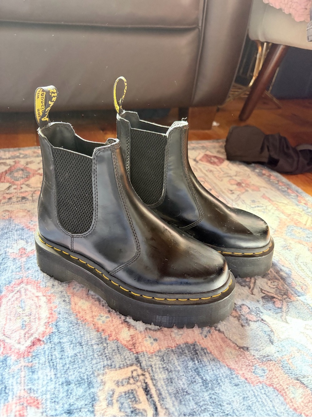 Doc Martin Black Platform Chelsea Boots - Women